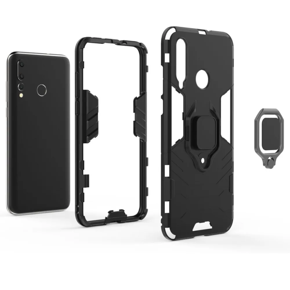 Мягкий силиконовый+ PC жесткий панцири Железный человек чехол для huawei Nova 4 Телефон задняя крышка с металлическим кольцом кронштейн Стенд