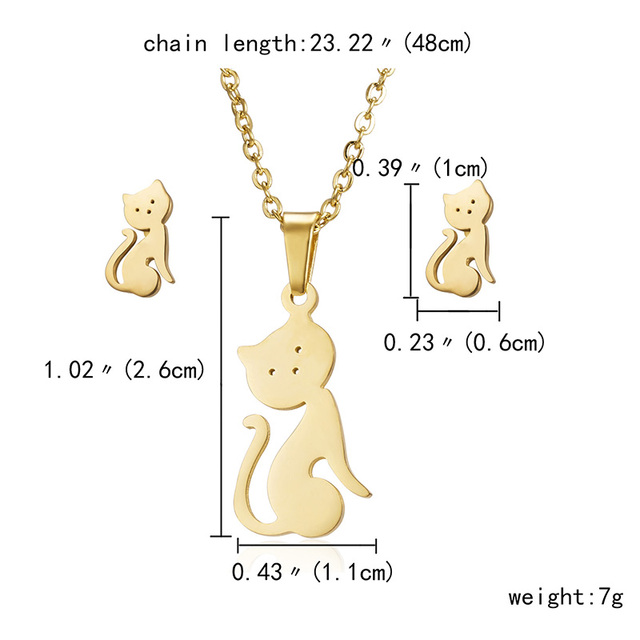 Cat Butterfly Jewelry Set Stainless Steel Animal Infinity 8 Stars Heart Pendant Necklace Earrings Set Best Friends Gift