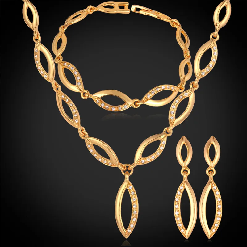 Kpop Jewelry Set Women Gold Color Earrings Necklace Bracelet Ring