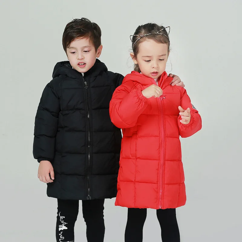 Детский зимний длинный пуховик пальто на молнии с капюшоном для мальчиков теплая зимняя верхняя одежда для маленьких девочек рождественские подарки, детская одежда для От 1 до 7 лет