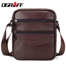 OGRAFF Men messenger bags luxury genuine leather men bag designer high quality shoulder bag casual zipper office bags for men