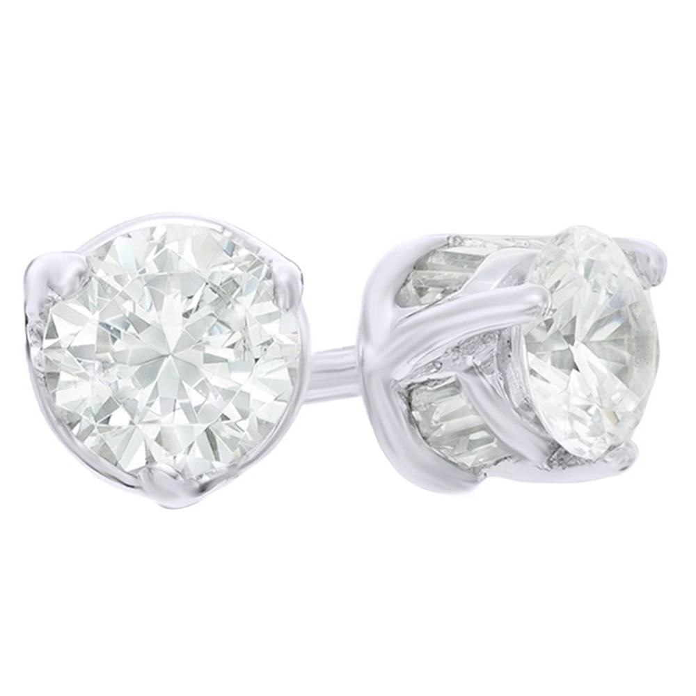 3/4 Ct White Natural Diamond Stud Earrings In 10K White Gold