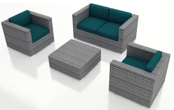 

Sofa Furniture 4 Piece Weathered Stone Wicker Patio Sofa Set