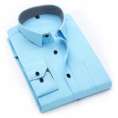 Повседневная официальная Мужская рубашка с длинным рукавом, деловая облегающая офисная рубашка, мужская хлопковая белая рубашка 4XL 5XL - Цвет: 606 hulan