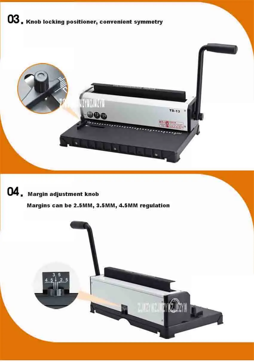 Новое поступление, TD-13, двойная катушка, железное кольцо, дырокол, связывающая машина, 34 отверстия, стол, календарь, кольцо давления, связывающее отверстие, дырокол 4*4 мм
