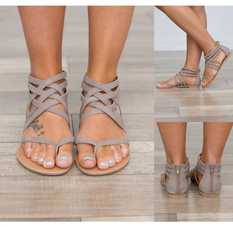 Женские сандалии, модные сандалии-гладиаторы для женщин, летняя обувь, женская обувь на плоской подошве, римские сандалии, сандалии с