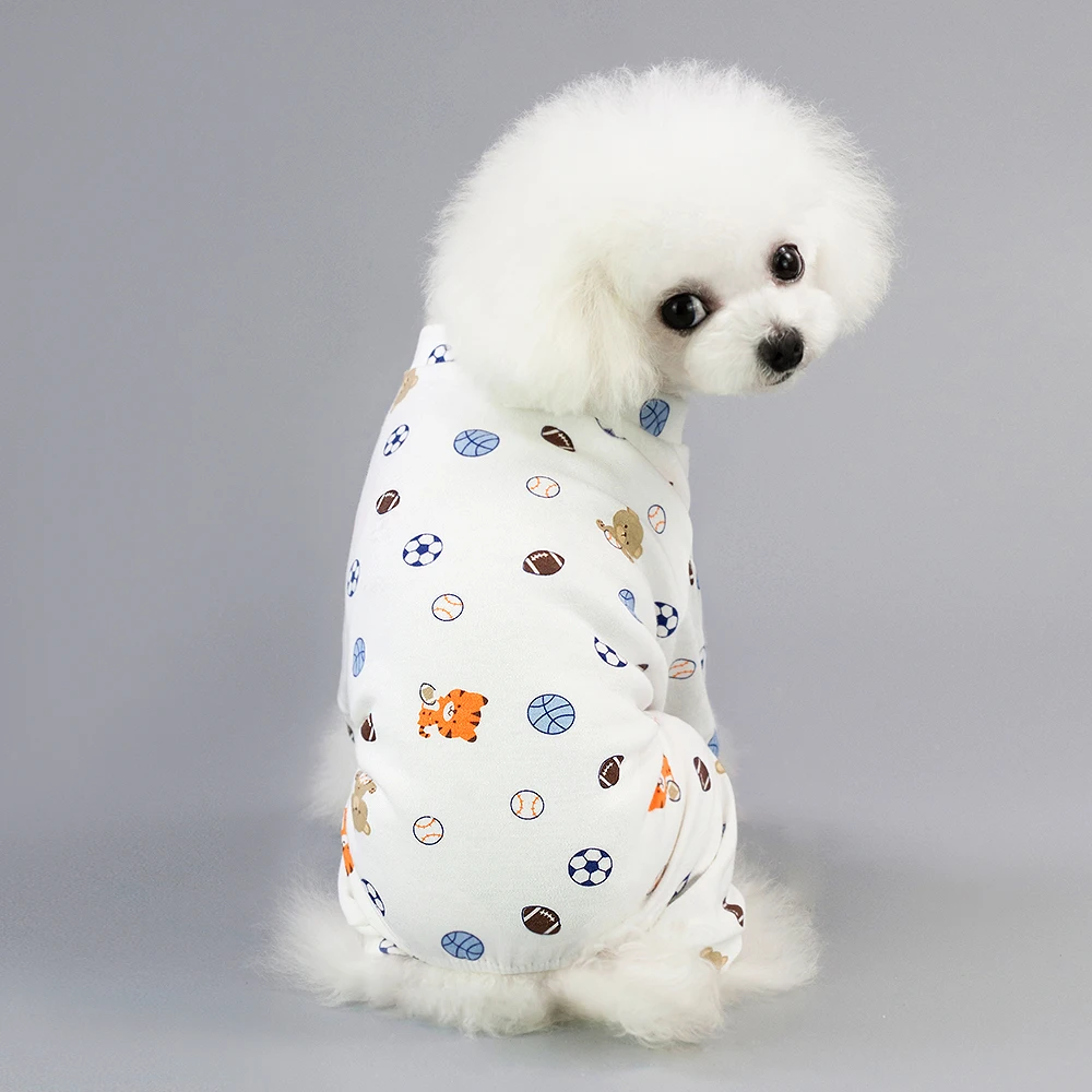 

Yellow Casual Cotton Dog Pajamas Coat Small Dogs Puppy Cats Jumpsuit Coat With Football Pattern Pet Apparel Free Ship Drop Ship
