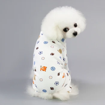 

Yellow Casual Cotton Dog Pajamas Coat Small Dogs Puppy Cats Jumpsuit Coat With Football Pattern Pet Apparel Free Ship Drop Ship