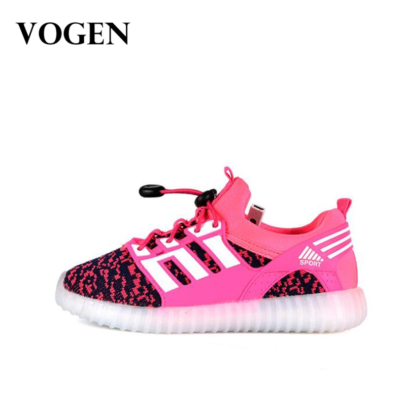 

Kids Sports Shoes Boys Running Shoes High Quality Zapatos Ninas Light Up Led Shoes Luminous Sneaker for Girls Krasovki Fly Weave