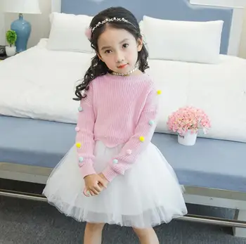

Children Clothing Kids Knitting Suit Girl Sweater+Tutu Skirt 2pcs Set Girl Spring Autumn Clothes Suit 5 s/