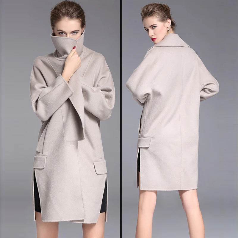 Vestes Hiver Épaississement 2018 Femmes Qualité Pardessus Beige Chaud Style Burdully Élégant Cachemire Manteau Haute Laine Classique qn4Y77pC