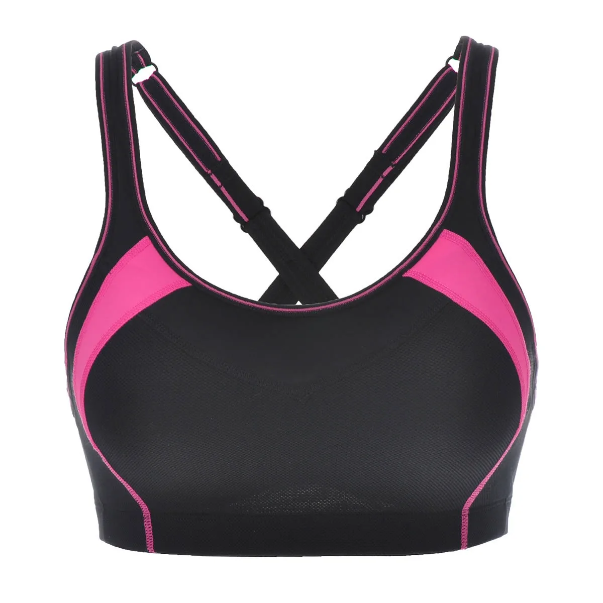 SYROKAN Women's High Impact Mesh Wireless Padded Cup X-back Gym Active Sports Bra