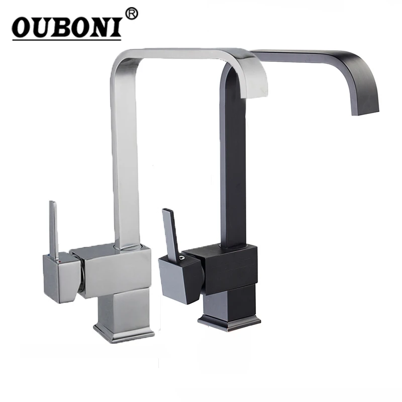 

OUBONI New Black ORB Chrome Polished Brass Swivel 360 Degree Rotating Kitchen Basin Sinks Faucet Nickel Brush Kitchen Mixer Tap