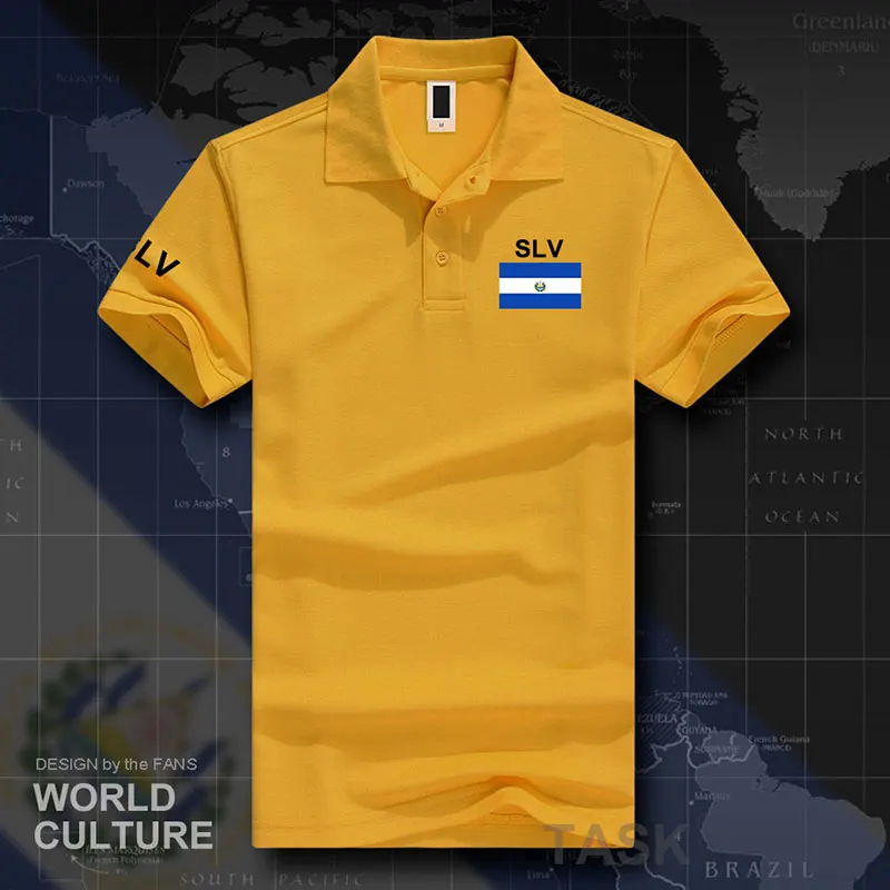 El Salvador мужские рубашки поло с коротким рукавом, белые бренды, с принтом для страны, хлопок, национальная команда, флаг, салвадорский SLV - Цвет: polo-bananayellow