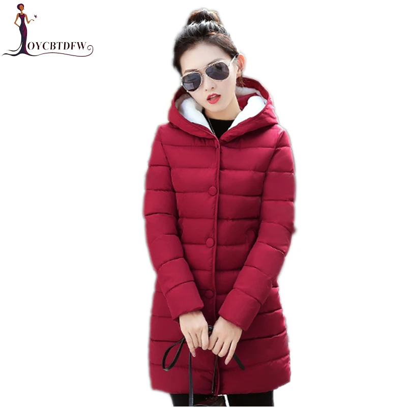 

Winter women cotton coat Thickening Large size overcoat mid-long Single-breasted female outerwear hooded warm lady Parkas wy027