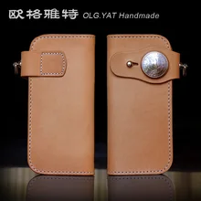 OLG. YAT Итальянский растительного дубления кожа ручной работы кошелек мужской бумажник Дамская сумка-подушечка длинная застежка из чистой кожи сумки из коровьей кожи