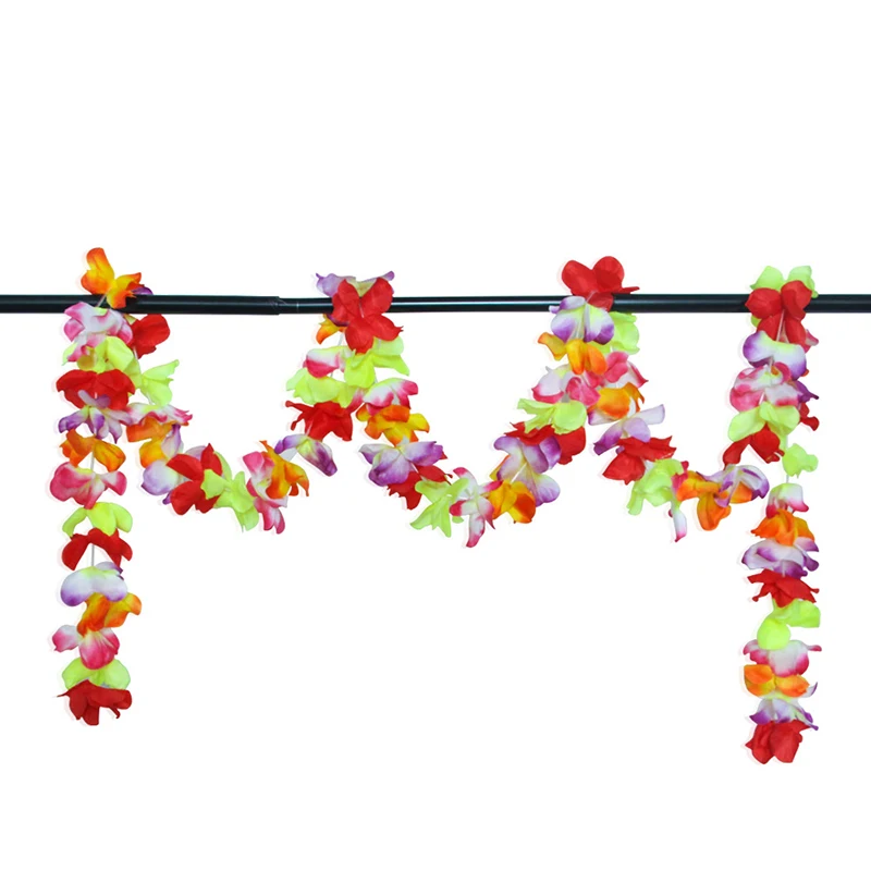 

New Hawaiian Artificial Flower Leis Garland Necklace Collar Fancy Dress Party Hawaii Beach Fun Gift DIY Flowers Decoration
