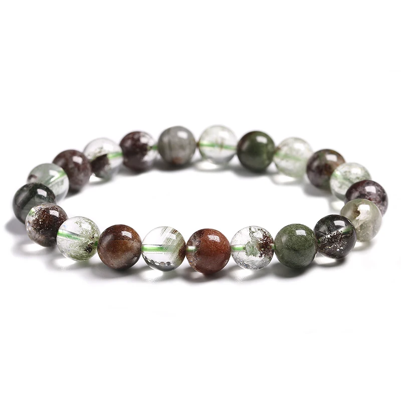 

Natural Stone Multi-inclusions Crystal Beads Green Ghost Crack Phantom Beads 6/8/10MM Green Phantom Quartz Bracelet Women Men