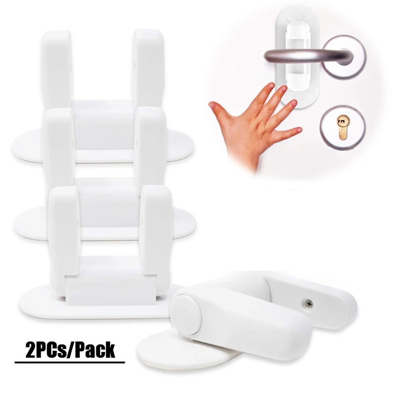 2PCs/Pack Baby Proofing Door Lever Locks Door Handle Child Safety Lock
