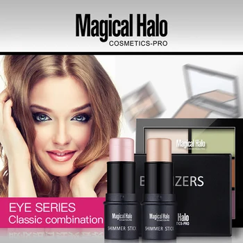 

High Qualitity Face Makeup Set Shimmer Stick + Double Color Stereo Bronzing Powder +6 Color Concealer 3 Pcs/set Maquiagem