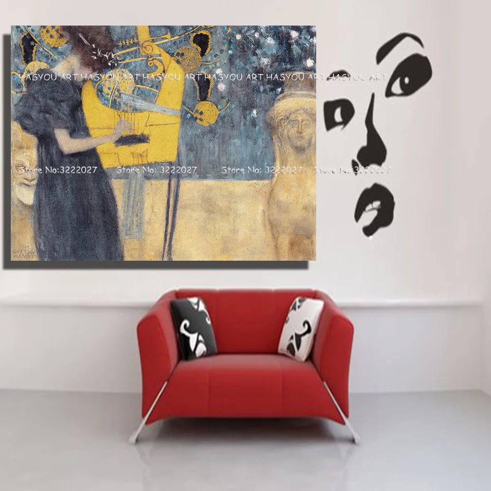 CHENFART-Home-Decor-Wall-Art-Gustav-Klimt-Music-Abstract-Oil-Painting-Canvas-for-living-room-no (2)