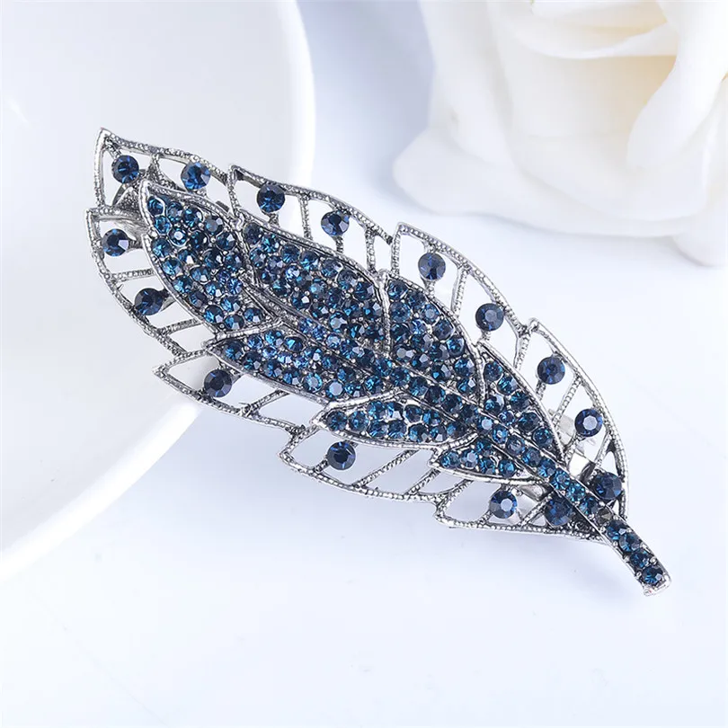 Haimeikang Vintage Blue Crystal Bowknot Hair Clip Barrettes For