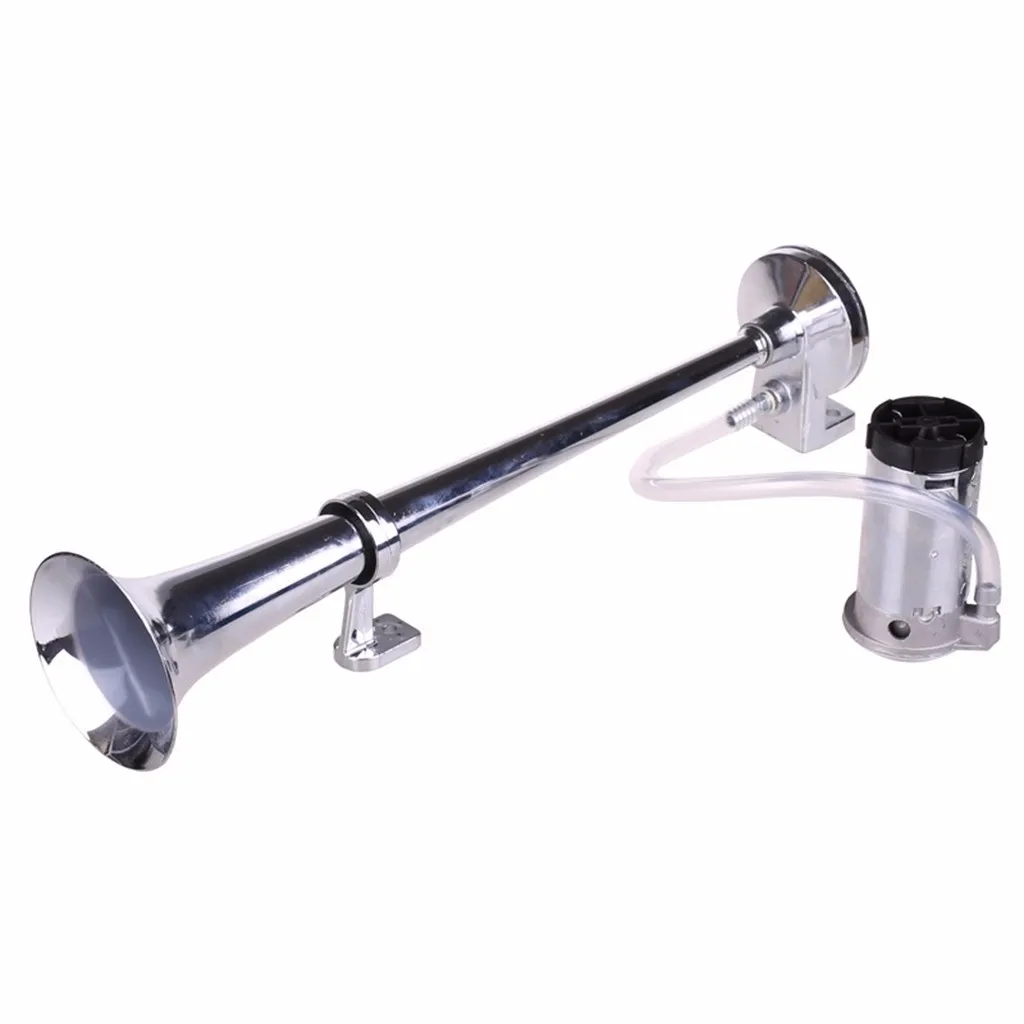 Universal 12V 150dB Single Trumpet Car Air Horn Chrome Super Loud with