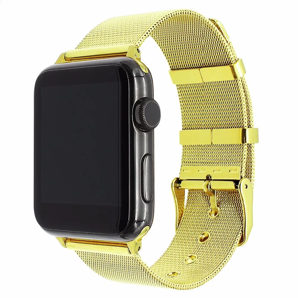 Миланский ремешок для iWatch Apple Watch 38 мм 40 42 44 серии 1 2 3 4 5 браслет из нержавеющей