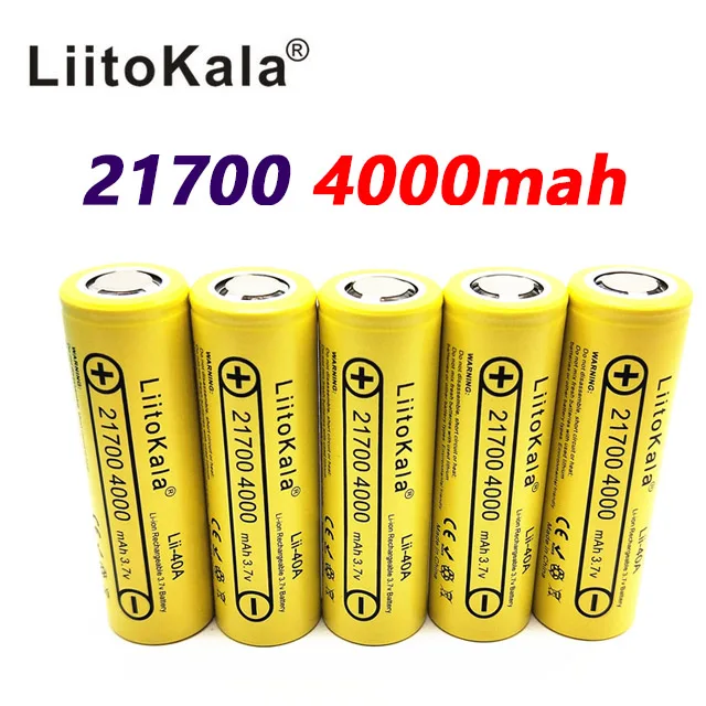 LiitoKala 21700 4000mah аккумулятор 3,7 V 40A Li-Ni для электронной сигареты мод/комплект 3,7 V 30A мощность 5с скорость загрузки - Цвет: 5PCS