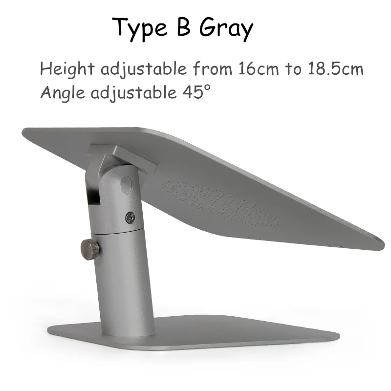 Подставка для ноутбука подъемный стояк держатель алюминиевый регулируемый угол высоты подставка вентиляция ноутбука для MacBook Mini Air Pro - Цвет: Type B Gray
