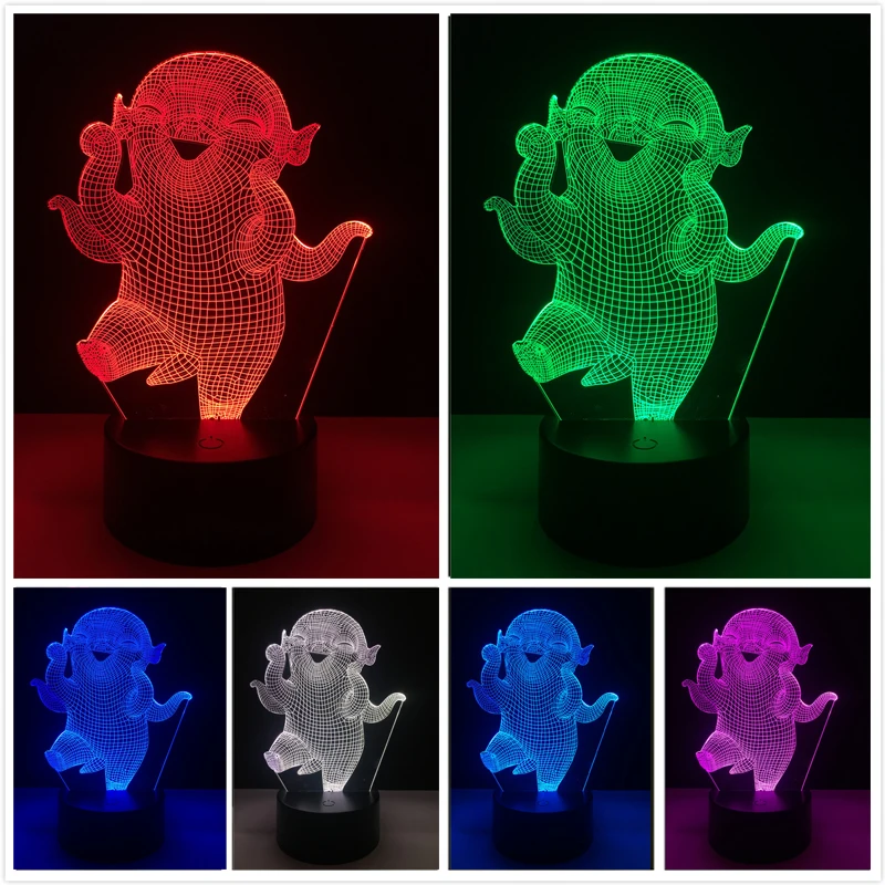 

Movies Monster Hunt Character Wuba LED Illusion 7 Color Dimming Gradient Night Light Child Bedside Sleeping Birthday Xmas Gifts