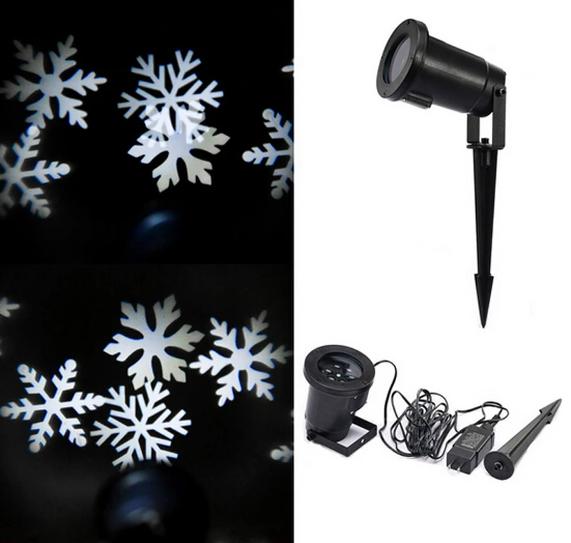 Christmas White Snowflake Landscape Projector Outdoor Spotlights Garden