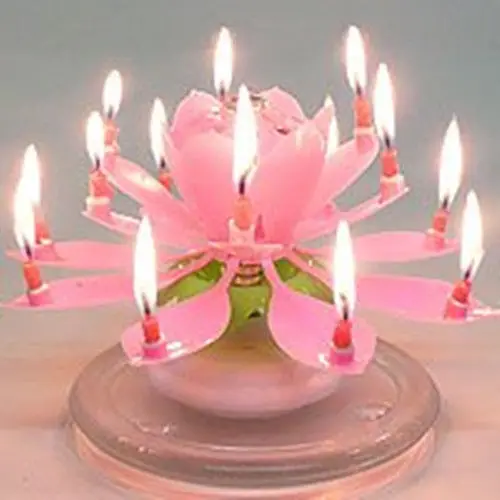 Spinning lotus Musical Birthday Candle Flower lotus Sparkler Cake