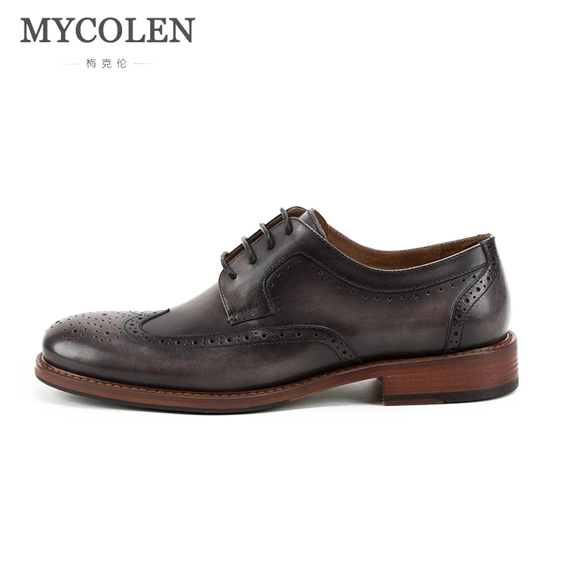 

MYCOLEN Spring Autumn Men'S Fashion Brogue Genuine Cow Leather Shoes Brand Designer Men Office Dress Driving Shoes Sepatu Pria
