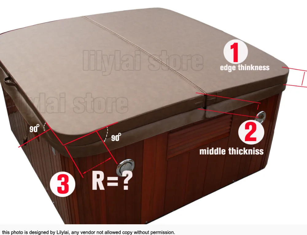 Hot Tub Cover Vinyl Leather 238x222cm ,cover Skin,surface Bag Only For