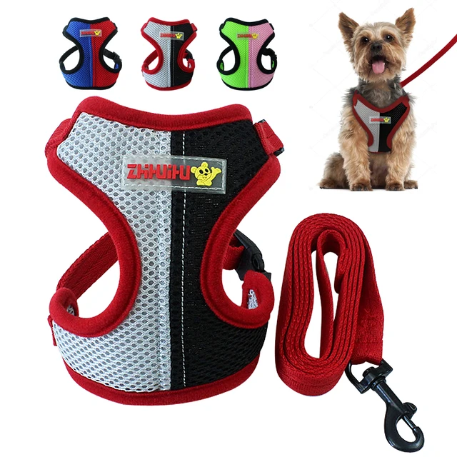 Nylon Dog Harness and Leash Set Small Dog Harness Vest Breathable Pet