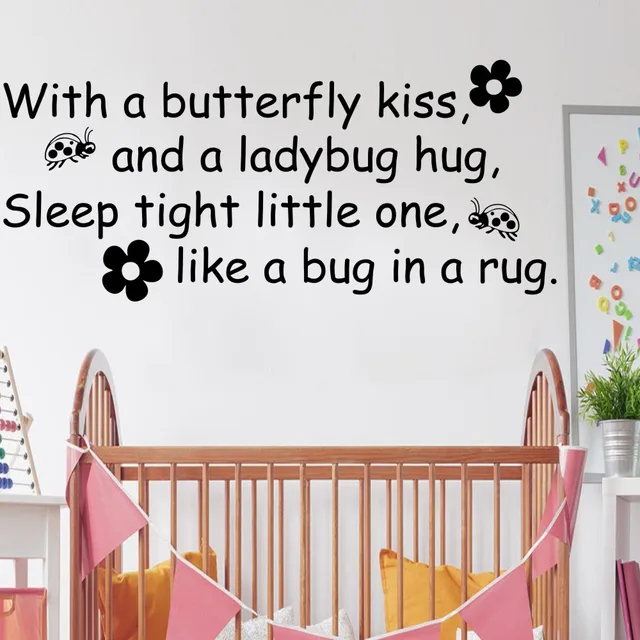 Kids Wall Decal Erfly Kiss Ladybug Hug Quote Vinyl Home Kids Wall Decal Erfly Kiss Ladybug Hug Quote Vinyl Home Decor Baby Room Sticker