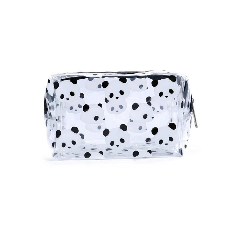 

2019 Newest Creative Panda PVC Makeup Bag Waterproof Cute Clear Transparent Travel Makeup Cosmetic Toiletry Zipper Bag Pouch