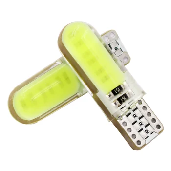 

1pcs T10 W5W Silica Gel COB LED car interior light WY5W 194 501 LED wedge parking dome bulbs Turn Side lamps 12V car-styling
