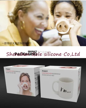 

2016 new 96pcs/lot creative personalized mug Funny cartoon pig nose shape coffee cup lens best gift