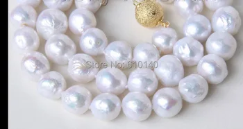 

YY@@RR2@17" baroque white Reborn keshi pearls necklace m clasp j9491