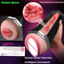 Dual hole USB Male Masturbator for man Strong Suction Cup Artificial Vagina Real Pussy vibrator Sex Toys for Men gay Erotic toys