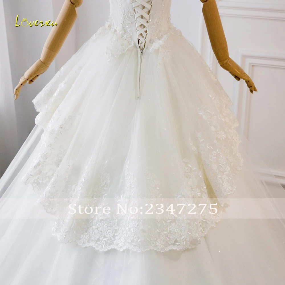 Loverxu Vestido De Noiva лодка средства ухода за кожей Шеи принцессы Свадебные платья 2019 Роскошные короткий рукав с декором из бисера из хрусталя