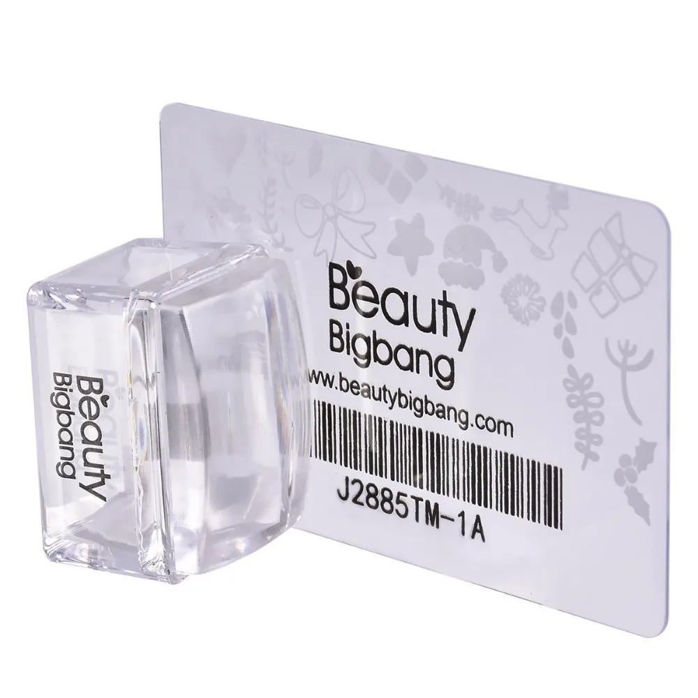 Белый BeautyBigBang силиконовый штамп для ногтей прямоугольная печать/пластинчатая печать скребок прозрачная ручка Штамповочный Инструмент маникюрный штамп набор для ногтей - Цвет: Белый
