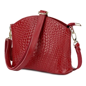 

The First Layer of Cowhide Leather Fashion Knitting Style Female Messenger Bag Bolsas Feminina Guaranteed Leather Cross-body Bag