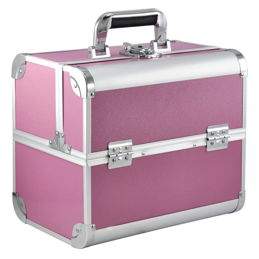 

Fashion Large Space Beauty Make up Nail Tech Cosmetic Box Vanity Case Storage - Pink
