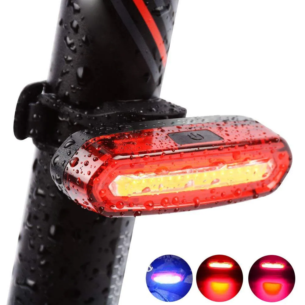 HOT Super bright COB LED USB Rechargeable Bicycle Rear Light Tail Light