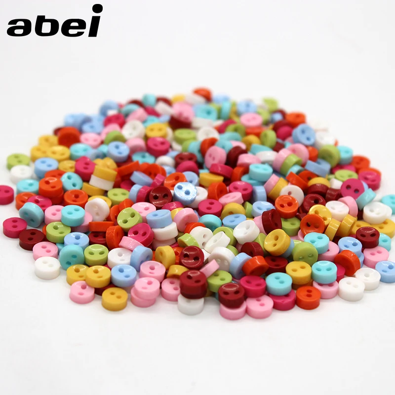 500pcs/lot 6mm 2 holes Round Resin Mini Tiny Buttons Sewing Decorative  Button DIY Scrapbooking Garment Tools Apparel Accessories