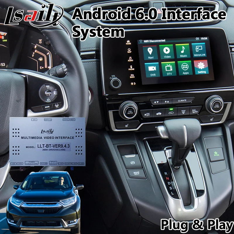 Android 6.0 GPS navigation car video interface for Honda CR V 2017 2019