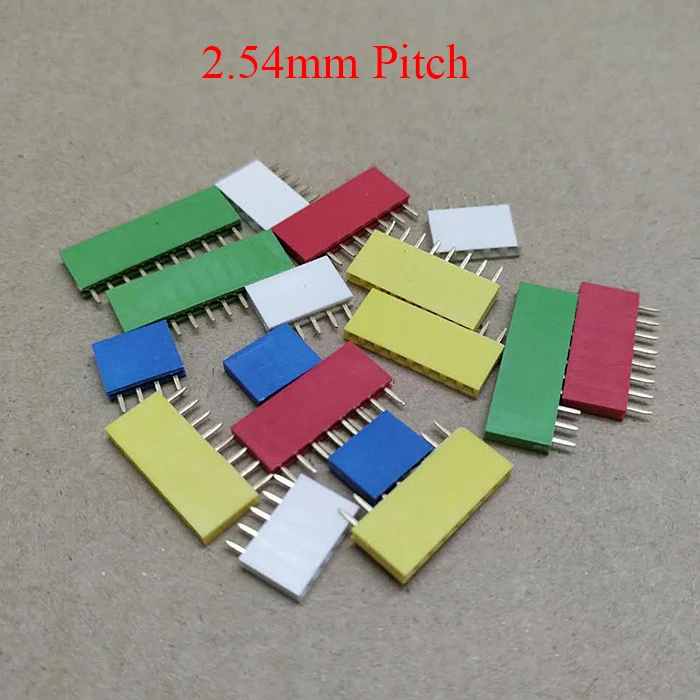 

1*40 1x40 Pin 40P 2.54mm Pitch Red Black Yellow Green Blue White Female Connector Socket Single Row Straight Pin Header Strip